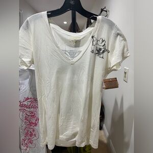 True Religion White V-Neck Tee